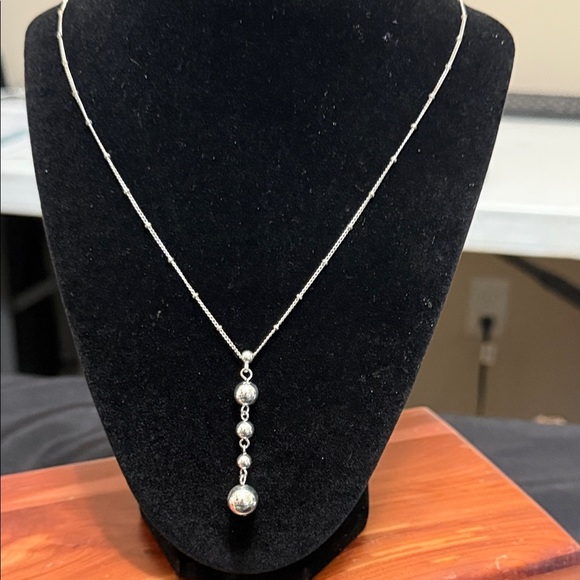 Jewelry - Elegant Silver Necklace with Beaded Pendant